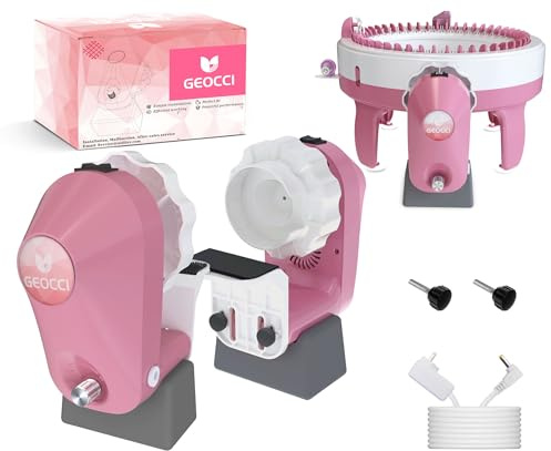 GEOCCI Electric Knitting Machine Adapter for Sentro 40-Needle and 48-Needle Round Knitting Machines (Pink)