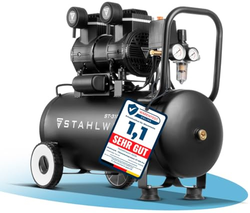 STAHLWERK Kompressor 30 L Tank - ölfrei & leise, 10 bar, Druckluftkompressor mit Brushless-Motoren, 2,1 PS, 1,6 kW, 210 l/min, Silentkompressor, Kolbenkompressor, Flüsterkompressor, ST-310 Pro, SW