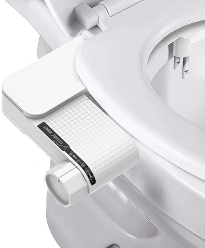 VivaLox bidé, ultra-slim ej elektrisk bidé användning för toalett, infällbara självrengörande dubbla munstycken, justerbart vattentryck, kallvattenbidé för toalett, användarvänlig, vit