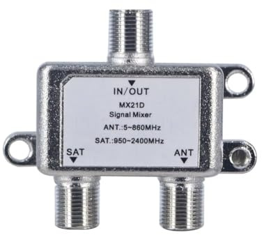 Ujjdwiurgh Cable divisor de satélite de 2 vías, cable coaxial, antena de cable, divisor de señal VHF, UHF, mezclador de señal de TV