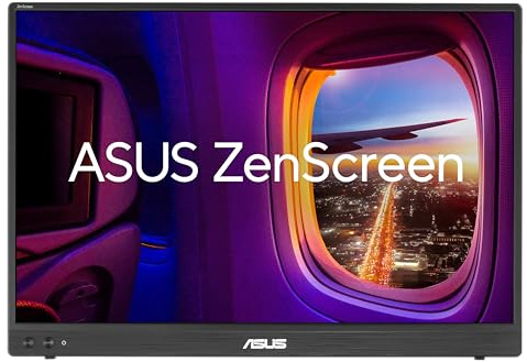 ASUS ZenScreen MB16FC - bärbar bildskärm, 16-tums IPS-skärm 16:10 WUXGA (1920 x 1200), Power Pass Through, automatisk rotation, stativ, USB typ-C, Mini-HDMI, utan flimmer | Bärbar, 40,6 cm, 16:10, 1920 x 1200, Power Pass Through, bilrotation, stativ, flimmerfri, FSC Mix-certifierad