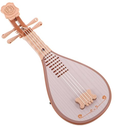 WOONEKY Giocattolo Musicale Pipa Tradizionale Bianco, Liuto Cinese Suonabile Bordi Sicuri, Strumento Educativo e Ornamento Fotografico per Apprendimento Artistico