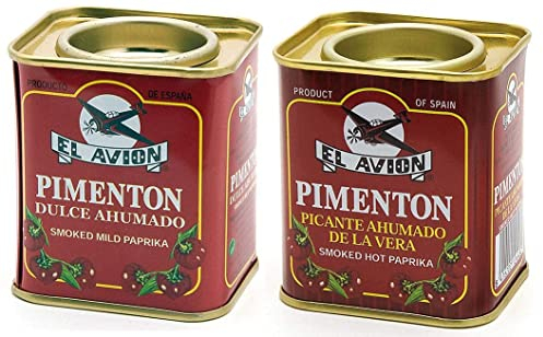 El Avion - 2er Set Pimenton Picante Ahumado - Scharfes und süßes geräuchertes Paprikapulver (2 x 75 g)