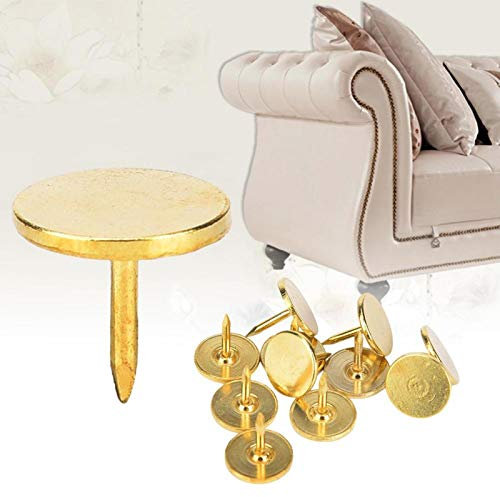 HERCHR 100 Pezzi Chiodini per Tappezzeria, Puntine da Disegno a Testa Piatta Assortimento Kit, Chiodi Decorativi per Legno Tessuto Tappezzeria Casa Ufficio Progetti Fai da Te(9mm-Giallo)