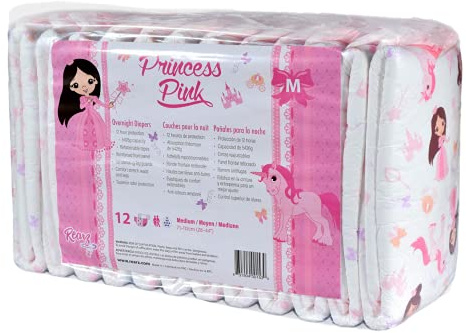 Rearz Übernachtungswindeln für Erwachsene, Princess Pink (12 Packung, M)