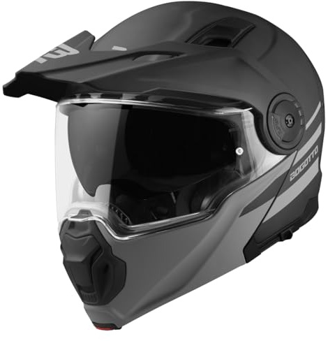 Bogotto FG-102 Duo Fiberglas Klapphelm, Schwarz Matt, M, ECE 22.06, Motorrad