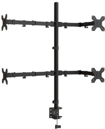 vidaXL Skärmfäste för 4 skärmar svart stål VESA 75/100 mm