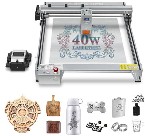 LASER TREE K1 PRO Machine de gravure laser 40 W avec pompe à air, graveur laser 40 W avec assistance pneumatique, point de mise au point fixe pour métal, bois, zone de gravure 400 x 400 mm