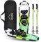 KinZon 3-in-1-Schneeschuhe, leicht und robust, mit Trekkingstöcken und Tragetasche, Fersenerhöhung, perfekt zum Wandern (Grün, 63,5 cm (für 54-86 kg))