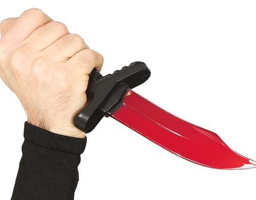 FIESTAS GUIRCA | Fake Blood Knife (25 cm) - Toy Weapon for Killer and Horror Fancy Dress for Halloween and Scary Parties - Black and Red
