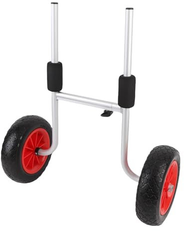 Yctze Remolque de Bote de Transporte de Canoas de Carro Kayak con Ruedas Sólidas de 10 Pulgadas de Ancho Ajustable Transporte Plegable para Canoas Kayaks Botes Pequeños