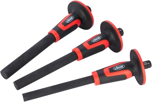 VIGOR Splinttreiber Satz V6200-XXL, 3-teilig, 18,22,25 mm, gehärteter Werkzeugstahl, mit Handschutz, für Achsen,Wellen,Bolzen,Splinte,Stifte, XXL Format