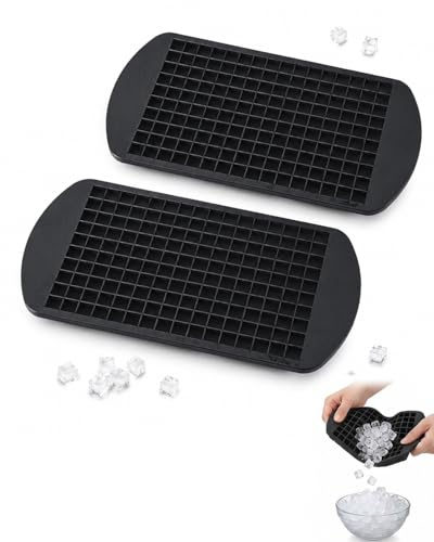 DLPRK Stampo Ghiaccio Tritato Set da 2 in Silicone Nero Facile Sformare per Mini Cubetti & Crushed Ice. Ideale per Cocktail, Caffè, Bevande & Babynahrung.