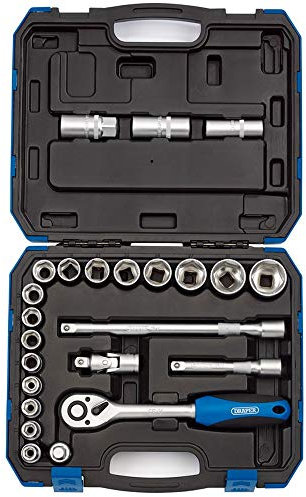 Draper hd24 m cuadrada Set de llaves de vaso (, azul, 1/2-inch, juego de 24 piezas