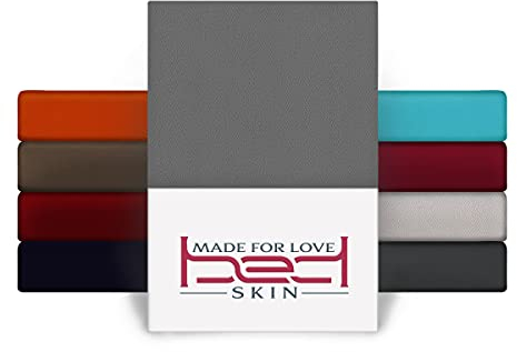 Bedskin Premium 2er Pack Topper Spannbettlaken 90x200-100x200 cm, bis 8 cm Topperhöhe - Jersey Spannbettlaken für Topper Boxspringbett, 100% Buamwolle Spannbetttuch (Grau)