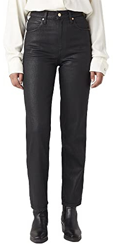 Wrangler Mom Straight Jeans, Noir Enduit, 27W x 32L Femme