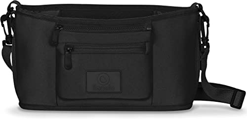 LIONELO Little Cube Kinderwagen-Organizer, zwei Flaschentaschen, einfache und schnelle Montage, wasserdicht und langlebig, Umhängetasche, verstärkter Boden, Tasche für kleine Gegenstände (Schwarz)