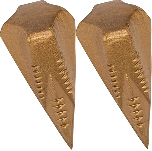KOVA® 2X Spaltgranate ca.1,6kg Hochwertiger Spaltkeil Keil-Kreuzform Spezialstahl für Holzspaltung Holz Spaltaxt Spalthammer Holzspalter Spaltwerkzeug Drehspaltkeil Drehkeil Fällkeil, Gold