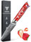 SANMUZUO Schälmesser Damastmesser 9 cm Klinge - Japanisches Obst und Gemüsemesser Officemesser - VG 10 Damaskus Stahl Küchenmesser mit Harzgriff - Xuan Serie(Sonnenuntergang Rot)
