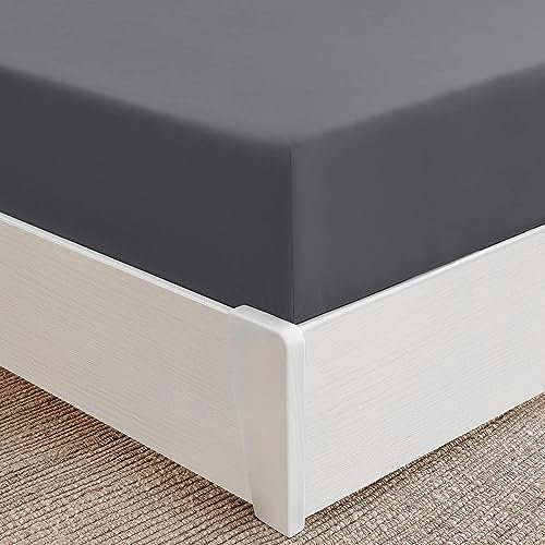 Mellanni Spannbettlaken 160x200cm Boxspringbett - Bis 40cm Matratzenhöhe - Weich, Knitterfrei, Rundum Elastisch - (160x200 cm, Grau)