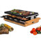 Syntrox Germany Raclette Grill Emailliert Leitol mit 8 Pfännchen 1200Watt Party-Set, Tischgrill, Holzdesign Schwarz, Antihaftbeschichtet, Vielseitig und Kompakt