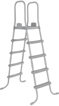Bestway Flowclear 52 Inch Versatile Metal A Frame Above Ground Swimming Pool Ladder with Heavy Duty Plastic Double Sided Steps