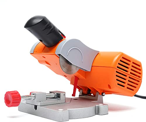 7800 RPM 220V Mini Sierra ingletadora Mesa Benchtop Sierra Chop 45 grados Gauge ajustable para aluminio metal madera plástico sierra angular Hojas de sierra circulares motosierra corte