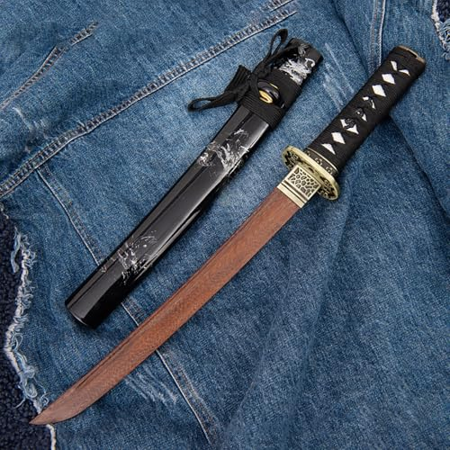 Espada corta de palisandro negro natural de 53 cm,Wakizashi de madera hecha a mano,espada de madera de entrenamiento samurai,espada corta de madera de práctica,Kendo,Bokken,artes marciales reales