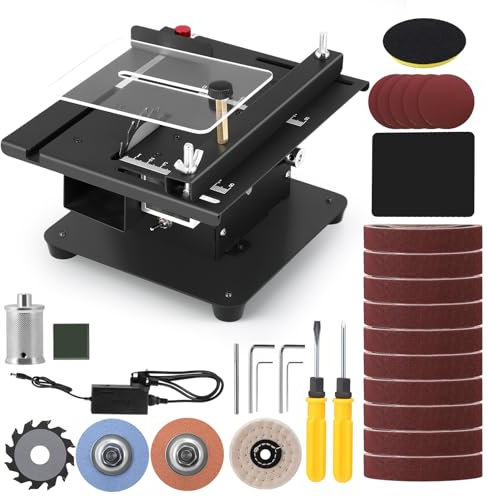 Mini Multi-Functional Table Saw, 4 in 1 Portable Multi-Function Table Saw with Adjustable Speed & Angle, Flexible Shaft, 350W Mini Sanding Disc Machine for Handmade DIY Wood Plastic Acrylic Cutting