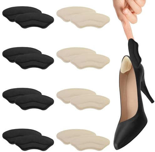 8 paia Cuscini per Tallone Scarpe larghe e troppo grandi,scarpe sciolte,Adatta Maggior Parte Calzature，per uomo e Signora