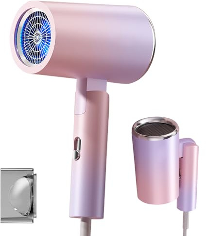 Wxeadu Asciugacapelli da Viaggio, 2400W Phon Capelli da Viaggio, Phon da Viaggio Pieghevole, Professionale Phon Piccolo da Viaggio con 3 Temperature e 2 Velocità per Famiglia, Viaggio, Salone
