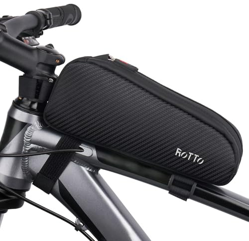 ROTTO Borsa Tubo Superiore Borsa Telaio Bici per Tubo Anteriore per MTB Bicicletta da Strada Nero 1,5 L