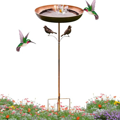 Bain D'oiseaux - Mangeoire D'extérieur En Fer Forgé De 30,5 Cm | Mangeoire Créative Au Sol Résistante Aux Intempéries Et À La Rouille Pour Villas Et Jardins | Mangeoires À Oiseaux En Plein Air - Décor