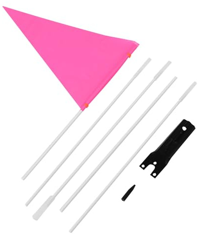 Toyvian ’ Bicycle Safety Flag with Fiberglass Pole, Rosy Triangular Cycling Warning Pennant for Outdoor Riding and Team Activities