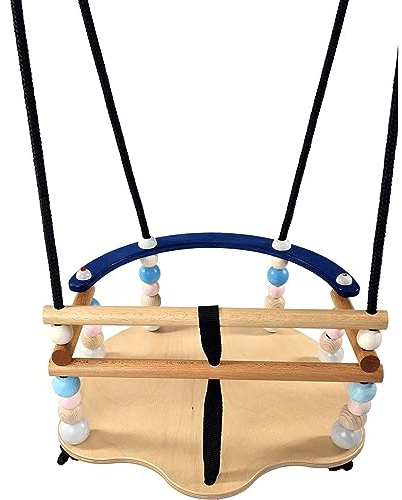 Hess Holzspielzeug 31102 - Gitterschaukel aus Holz, handgefertigt, für Kinder ab 12 Monaten, ca. 37 x 36 x 22 cm, für unbeschwertes Schaukelvergnügen im Haus, auf der Terrasse und im Garten