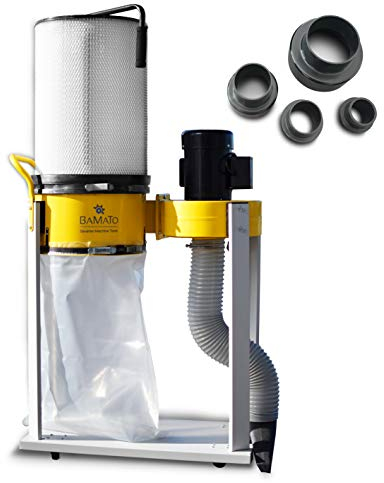 BAMATO Absauganlage AB-1500CF | inkl. Adapter Set und Feinstaubfilter | 230V Anschluss | 750 W Motorleistung | 1500 m³/h Absaugleistung | Absaugung Werkstatt Holz