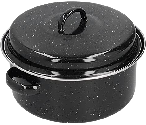 Roasting Pan with Lid,Covered Oval Roaster Enamel Oval Turkey Roaster Pan for Chicken Meat & Vegetables