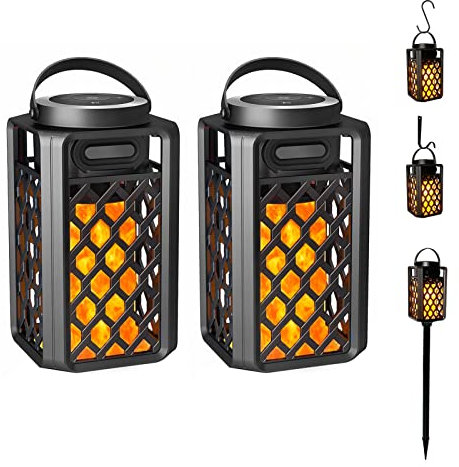 SZGMJIA Portable Bluetooth Speakers, Led Flame Torch Atmosphere Wireless Outdoor Speakers Bluetooth 5.0 HD Audio IP67 Waterproof with LED Flicker Warm Night Lights for Travel Home Party(2 Pack)