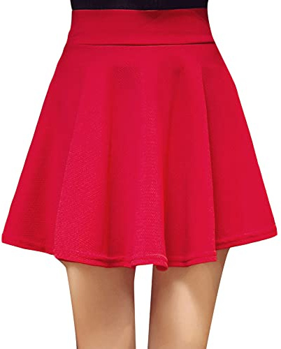YOUCAI Femmes Rétro D'été Jupe évasée Plissée Mi-Longue Patineuse évasée Grande Taille Basique Taille Haute Court Jupe de Tennis Short intégré Rouge 5XL