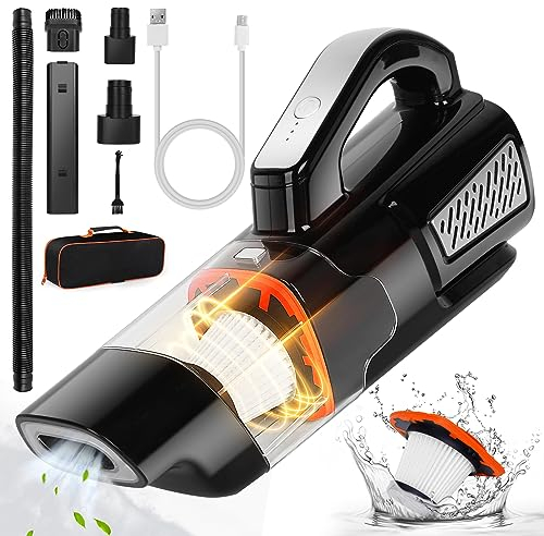 UXWEN Car Hoovers Cordless Powerful, Handheld Vacuum, Rechargeable Hand Held Vacuuming, Powerful Car Hoover Vacuum Cleaner Cordless 10000Pa with 2 Filters for Home/Office/Pet/Car/Hair