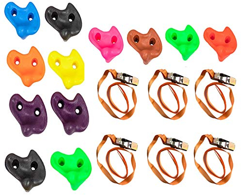 Klettergriffe für Bäume, Klettergriffe für Kinder und Erwachsene, tragbarer Gartenkletterrahmen mit 12 Handgriffen und 6 Ratschengurten, Gurte: 1,5 m/2 m, Geschenk für Kinder