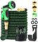 Expandable Garden Hose Pipe 100ft 30m, Upgraded Expanding Water Hose with 10 Pattern Spray Nozzle, 3/4 1/2 Hose Connectors, Magic Flexible Hose Anti-Kink Durable Hosepipes for Gardening Pet Bathing