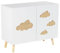 sweeek - Commode Enfant. Blanc. 2 Portes avec Nuages en cannage. 2 étagères