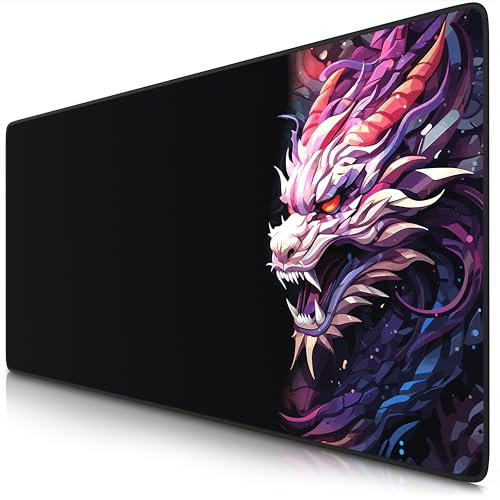 TITANWOLF Alfombrilla Gaming XXL para ratón 900x400, Mouse Pad, Precisión y Velocidad, Parte Inferior de Goma para una sujeción Estable, Antideslizante, Resistente al Agua, Colour Dragon #2
