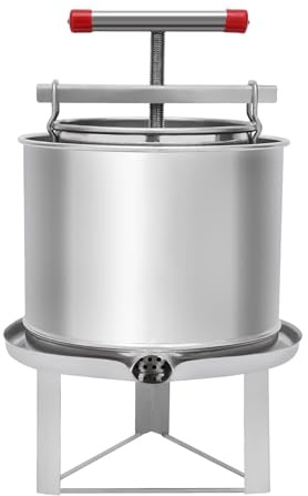 12.6L/3.3Gal Manual Press Machine Fruit Wine Press with T-Handle, Stainless Steel Wine Making Equipment Manual Cheese Press Grape Cider for Pressing Cheese, Herbs, Olive Oil, Honey