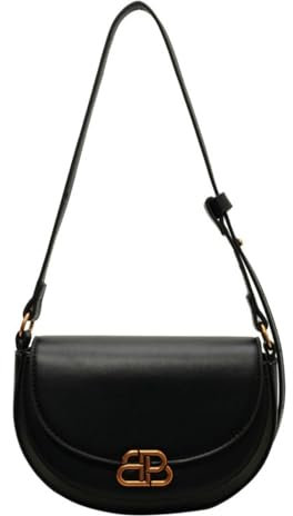 KAIWON Umhängetasche für Damen Satteltasche Retro -Vielseitige Mode Crossbody Schulter Einfache Tasche-Schwarz