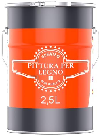 BEKATEQ Pittura protettiva per legno Rosso fuoco 2,5l Pittura per legno per interni & esterni I Vernice per parquet, porte, scale, recinzioni ecc. I Altamente coprente contro le intemperie BE-420