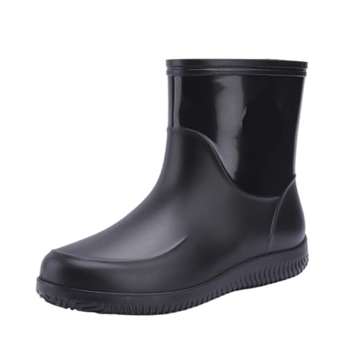 L6NqIAG Botas de Lluvia for Hombre, Ligeras, for Senderismo, Impermeables, for Exteriores, de Goma, for el Trabajo y el Agua Botas Cortas de Hombre(Black,45)