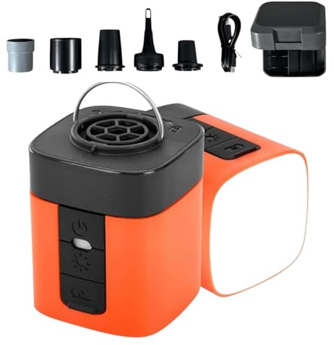 Airburst Pro, Bomba De Aire Eléctrica Portátil, 2 En 1, Inflado Y Aspirado Rápido con Luz Led, Mini Bomba Recargable por USB para Colchones Inflables, Equipo De Camping, Flotadores De Piscina