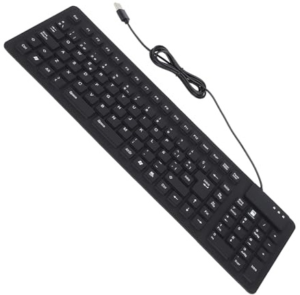 CHICIRIS Tyst tangentbord med USB-kabel för spanska användare, hopfällbart bärbart tangentbord för enkel förvaring och resor, svart